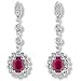 18 carat White Gold 0.84 carat Ruby and 0.26 carat Fine Diamond cluster claw-set studded drop earrings