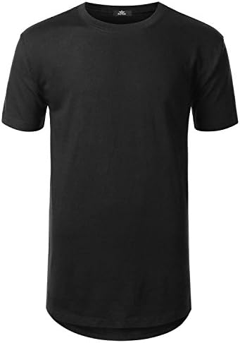 ROYEW Mens Shirts Basic Hipster Hip Hop Extended Crewneck Black Swag T-shirt