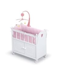 From Amazon.com. Click for details:
 Toy: Toy / Game Badger Basket White Doll Crib With Cabinet Bedding & Mobile - Pink/White - Perfect Place For Bedtime - 4KIDS Toy: Toy / Game Badger Basket White Doll Crib With Cabinet Bedding & Mobile - Pink/White - Perfect Place For Bedtime - 4KIDS