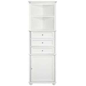 Hampton Bay Corner Linen Storage Cabinet I, 3-DRAWER, WHITE