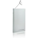 Energio SLIM Portable Charger. 3850mAh External Battery Pack with Built-in Micro-USB cable for Samsung and other Android phones. Free Lightning Adapter included to charge iPhone 5 and 6. (Silver)