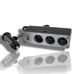 External hard drive:Three-Way Car Cigarette Lighter Splitter w/ USB Port