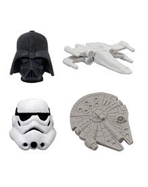 GOMU 4 PACK STAR WARS GOMU ERASERS WITH 2 VISIBLE AND 2 HIDDEN