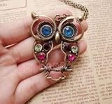 Vintage style colorful Owl charm necklace