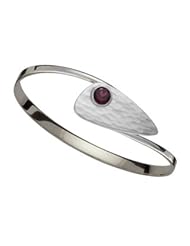 Ed Levin, Copenhagen Swing Bracelet, Garnet, .925 Sterling Silver & 14K Gold, Sizes S - L, Expandable