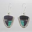 Turquoise, Opal and Bertrandite Inlaid Earrings in Sterling Silver, #10140