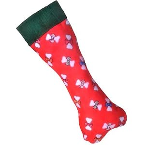 red dog boned shaped dog stocking