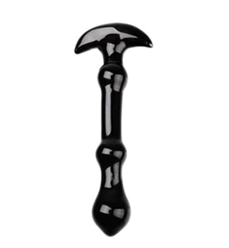 Eforcase Elegant Black Glass Anal Plug Anal Bead Butt Plug Anus Massager Anal Stimulation for Women and Men for Beginner Novice Foreplay Toys/ Crystal Diddo Dildo Dicks Simulation Penis Magic Wand for Female Vagina Masturbation Handjob Massager Adult Toy Can Be Heated and Refrigerated to Excite Orgasm
