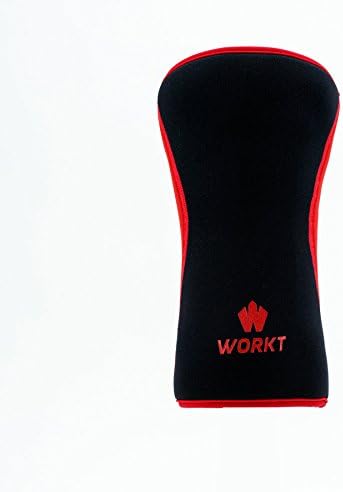 Workt Knee Compression Support Sleeve for CrossFit, Weightlifting, Powerlifting, Exercise &amp; Sports - Made in the USA with Sustainable &amp; Eco-Friendly Ecoprene Neoprene - 5MM - 1 Sleeve (Red, L)