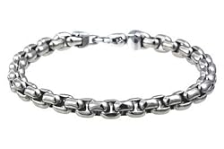 Venetian-b Dome Profile Titanium Box Chain Bracelet with Casted Steel Lobster Clasp