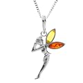 In Collections Damen-Kette 42 cm Anh�nger Elfe 925 Sterlingsilberund Bernstein 241A200330890