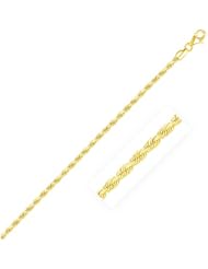 2.5mm 14K Yellow Gold Solid Diamond Cut Rope Bracelet