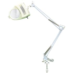SE 4" Dia. Illuminated. Magnifier, 110V Desk Lamp, White