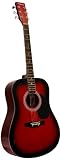 Huntington GA41PS-RDS Redburst Dreadnaught Steel String Acoustic Guitar with 1 String Winder, 2 String Sets and 3 Premium Picks