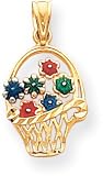 Basket Of Flowers Charm, 14K Yellow Gold