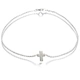 Sterling Silver Textured Cross 9in Anklet