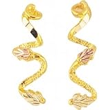 Beautiful! Diamond-cut 10K Yellow-gold Black Hills Gold 2 Leaf Dangle-Post-earrings