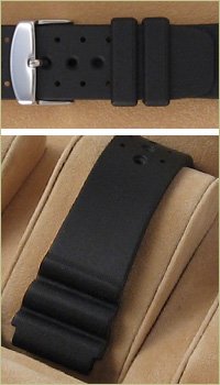 Italian Rubber Sporty Diver (20mm Long, Blk, SS Bkl)