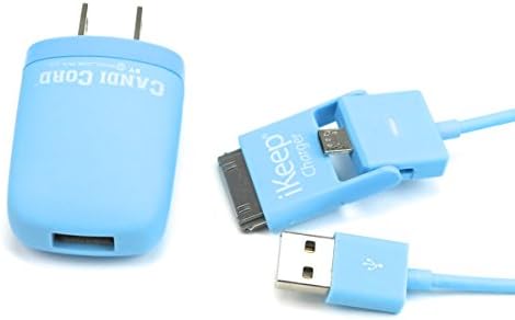 iKeep CC1BLUE Candi Universal Charging Cord, 6-Feet - Retail Packaging - Blue