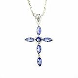 Sterling Silver and Simulated Tanzanite CZ Cross Pendant
