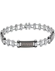 Stainless Steel Lasered Greek Key Link Bracelet 08.50 Inch Black Immerse lating B802gk