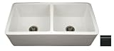 Whitehaus WH3719-BL Duet 36 3/4-Inch Reversible Fireclay Sink with Smooth Front Apron