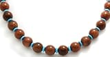 31yBWtT460L. SL160  Gold Necklaces 12 mm Gold Agate Shiny Beads with Turquoise Beads Beaded Necklace 17 Long