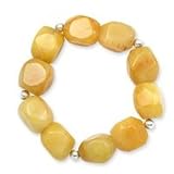 .925 Silver and Yellow Jade Nugget Stretch Bracelet