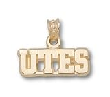 Utah Utes Solid 10K Gold Block ''UTES'' 1/4'' Pendant