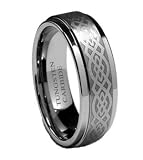 6mm Men's or Ladies Tungsten Carbide Ring Wedding Band with Laser Engraved Celtic Knot Design (6.5)