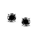 1CT Black Round CZ Stud Earrings Unisex .925 Sterling Silver