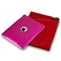 APPLE IPAD 3 PC EXECUTIVE ACCESSORY PACK - HOT PINK TRANSPARENT  BACK COVER CASE, SCREEN PROTECTOR, RED POUCH PART OF THE QUBITS  ACCESSORIES RANGE