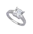 Sterling Silver Engagement Ring with Clear CZ - Size: 5-9
