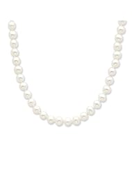 Sterling Silver 16in 5-6mm Off Round White Freshwater Cultured Pearl Necklace.