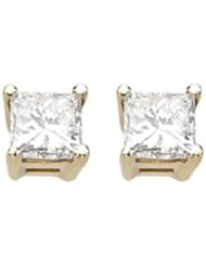 14K Yellow Gold 0.5ct Simply Modern Solitaire Princess Diamond Stud Earrings