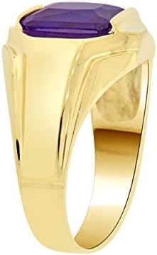 Yellow Plated Sterling Silver, Classic Ring Men Guy Gent Created Feb Birthstone Dark Purple Color