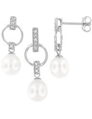 Sterling Silver and Freshwater Pearl Earring and Pendant Set