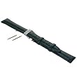 Black Long Gator Watch Band + Deployment Buckle 18mm