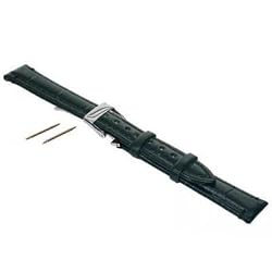 Black Long Gator Watch Band + Deployment Buckle 18mm
