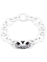 Jewelplus Sterling Silver Bracelet with White and Purple Lacquer Sterling Silver 09.00 Inch