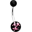 Black Pink Smile Chinese Symbol Belly Ring