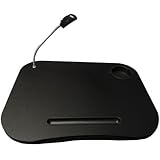 NEW BLACK PORTABLE LAP DESK & READING LIGHT LAPTOP LAP TRAY CUSHION