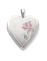 Genuine .925 Sterling Silver 20mm Enameled Flower Heart Locket. 100% Satisfaction Guaranteed.