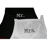 Black & White Embroidered Set of Aprons "Mr & Mrs"