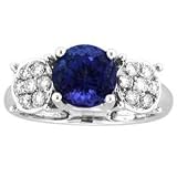 14k White Gold Round Tanzanite and Diamond Ring 3.33 TCW