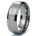 Tungsten Carbide Diamond Wedding Band Ring 8mm (0.10ctw) GH/SI
