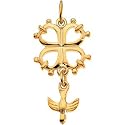14K Yellow Gold Huguenot Cross Pendant