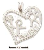 Sterling Silver Heart With Child Flower and Mom Charm