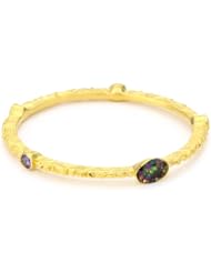 Devon Leigh "Bold Gold" Mystic Topaz and Cubic Zirconia 18k Dipped Bangle Bracelet