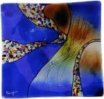 Blue and Orange Square Fused Platter Display